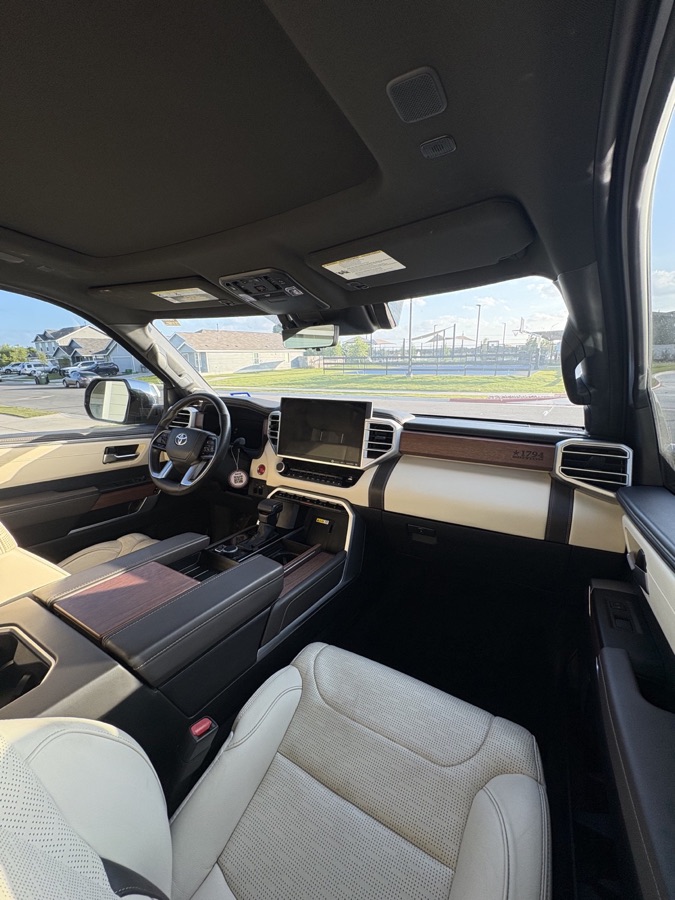 Toyota Tundra 1794 Edition cream leather interior after an interior detail